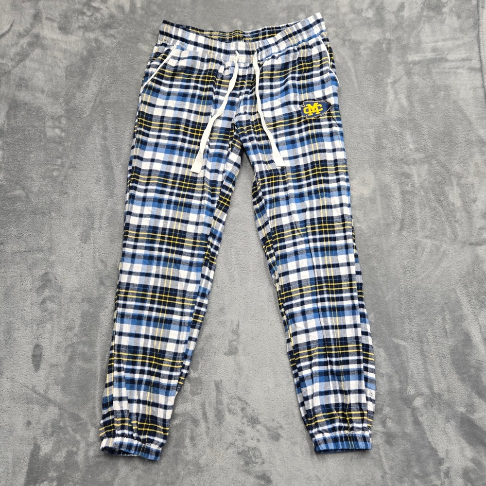 Concepts Sport Mississippi College MC Plaid Pajama Joggers Blue White Yellow S